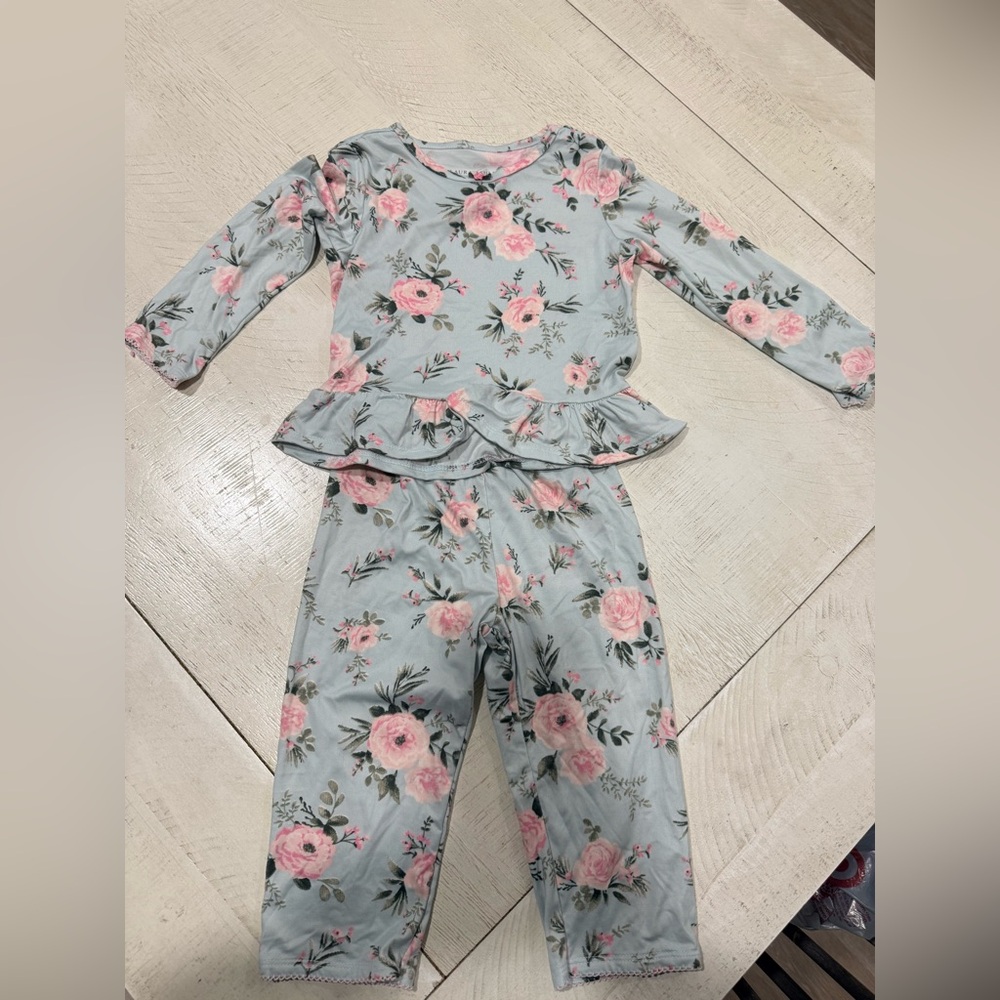 Laura Ashley Pink and Gray Floral Outfit Set